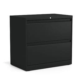 Staples - Commercial 2-Drawer Lateral File Cabinet, Letter/Legal Size, Lockable, 28"H x 30"W x 18.62"D - Black