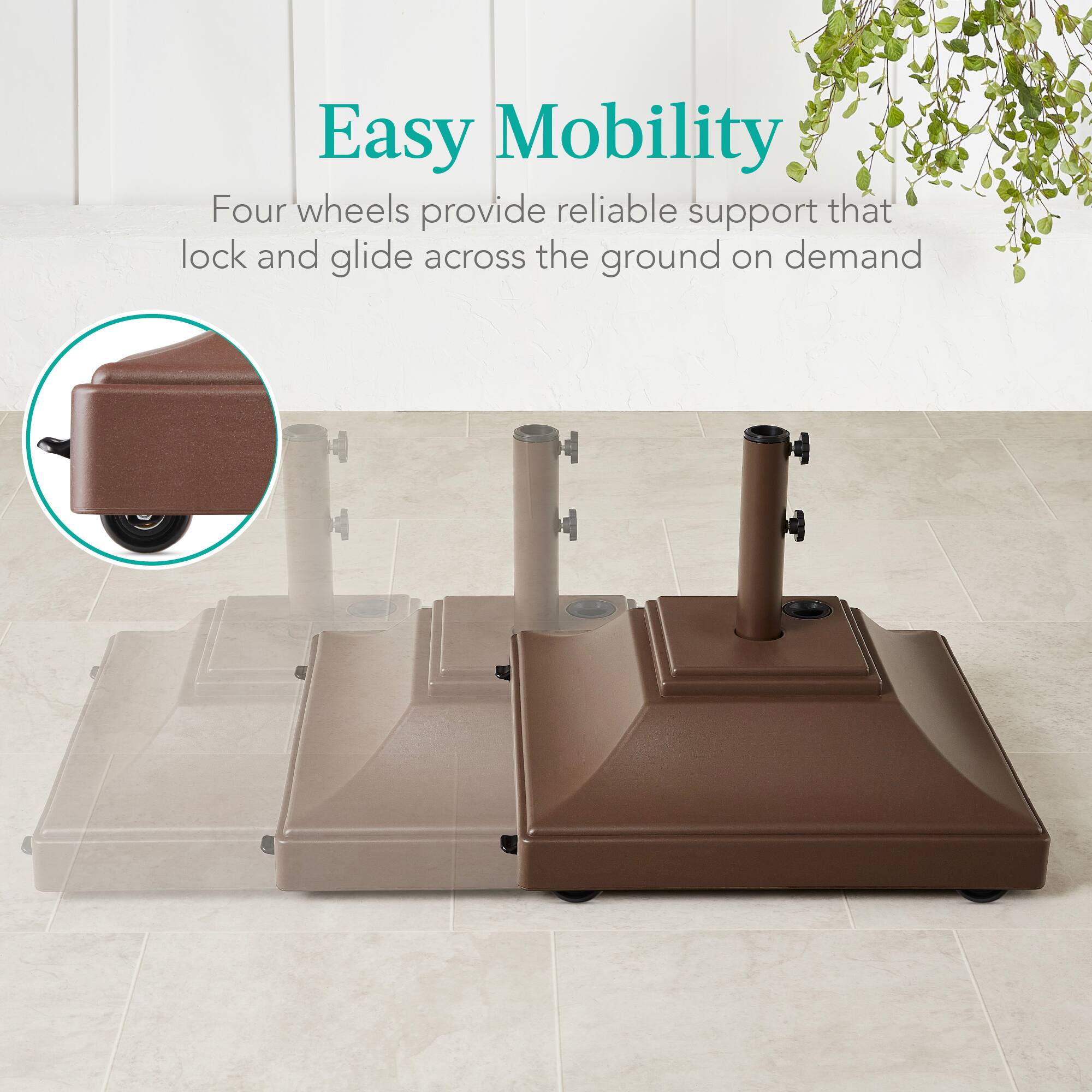 Easy Mobility

Four wheels provide reliable support that lock and glide across the ground on demand