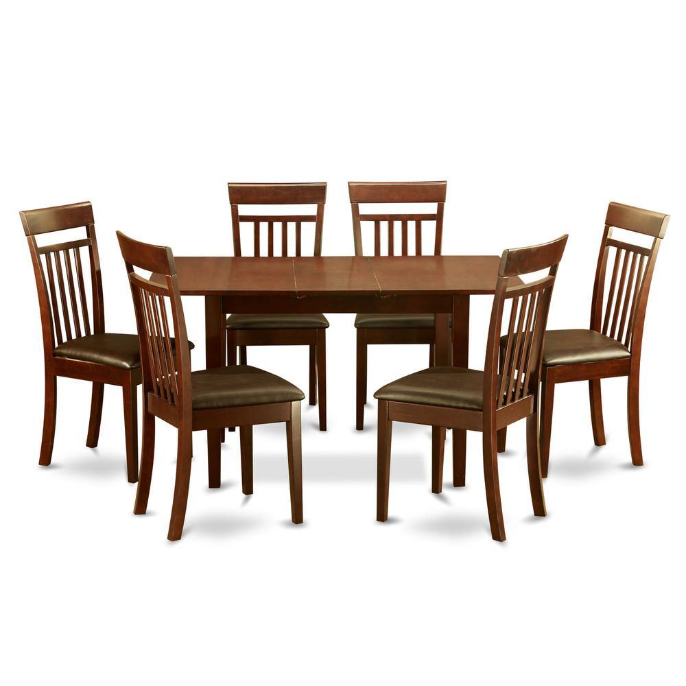 Front. East West Furniture - 7 Pc Small dinette set for small spaces -Table and 6 Dining Table Chairs - Mahogany.