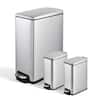 Front. Innovaze - 11.9 Gallon/ 45 Liter + Two 1.6 Gallon/6 Liter Rectangular Step-on Trash Can Set For Bathroom and Kitchen - Sliver.