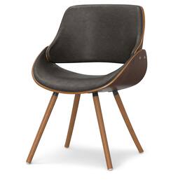 Simpli Home - Malden Bentwood Dining Chair with Wood Back Vegan Faux Leather - Distressed Brown