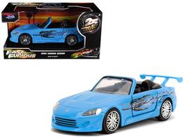 2001 Honda S2000 Convertible Blue with Graphics "Fast & Furious Remix - 25th Anniversary" Series 1/32 Model Car by Jada - Multicolor