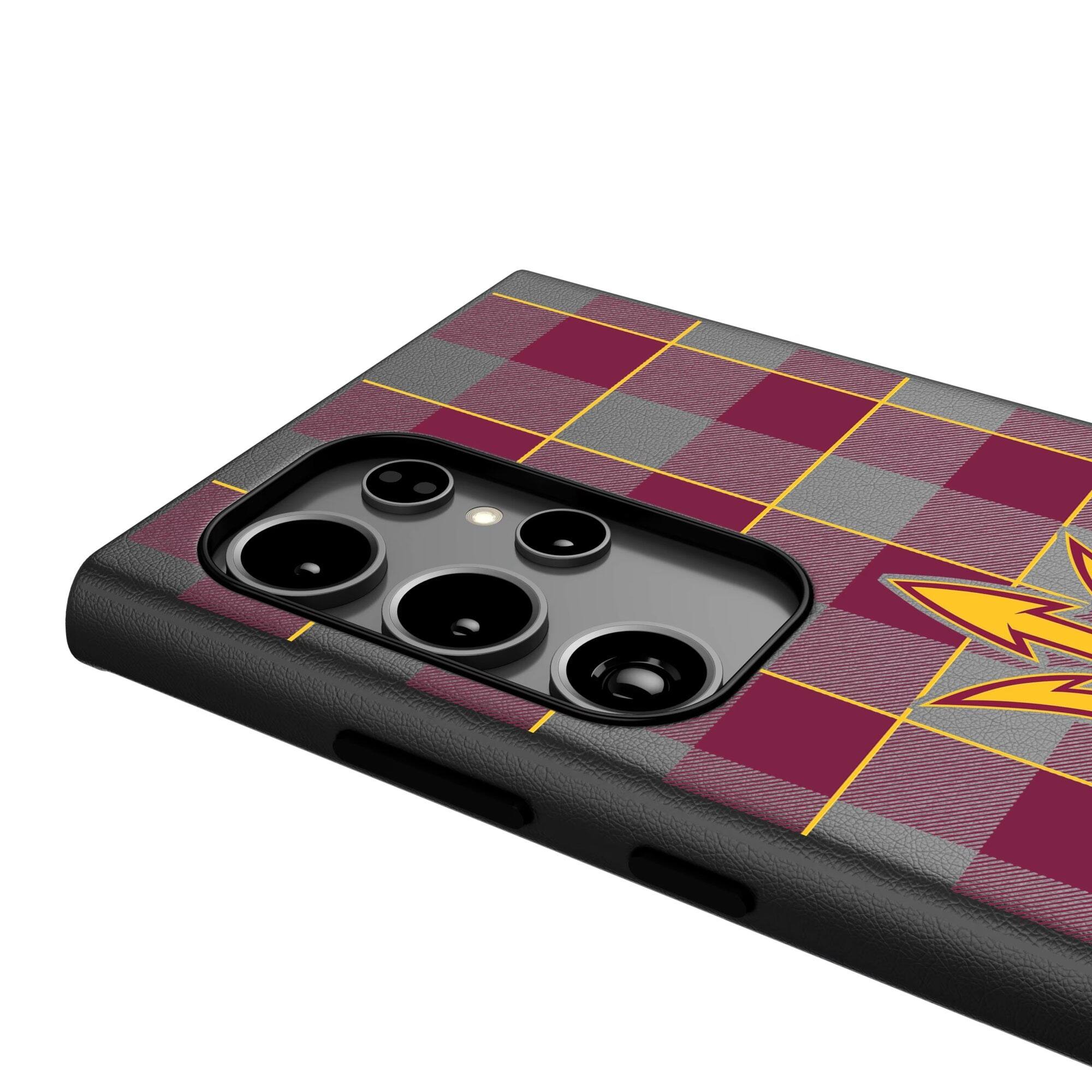 Alt View 3. Keyscaper - Arizona State Sun Devils Plaid Galaxy Magnetic Bump Case - S25 Ultra - Black.