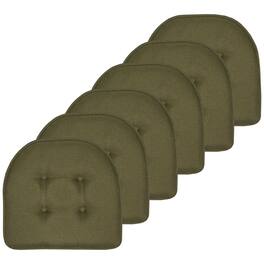 Sweet Home Collection - Solid Color U Shaped Memory Foam 17" x 16" Chair Cushions, 6-Pack - Army Green
