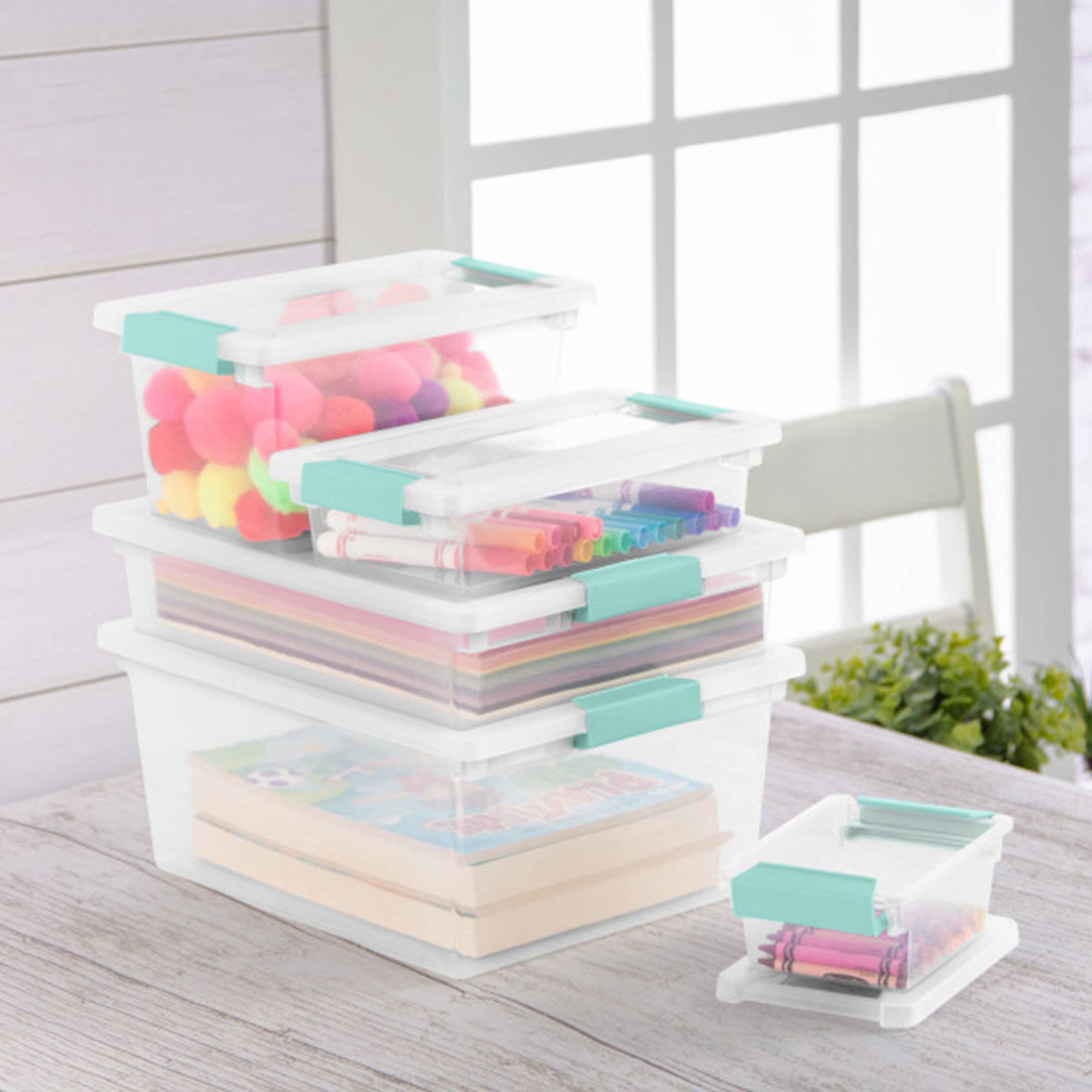 Alt View 4. Sterilite - Sterilite Plastic Mini Clip Storage Box Container with Latching Lid, 18 Pack - Clear.