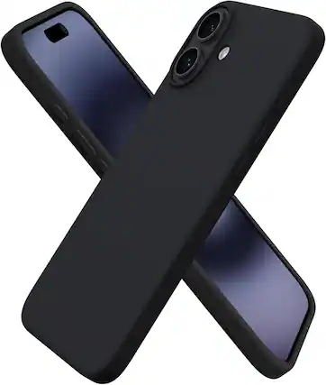 Front. Ornarto - ORNARTO Designed for iPhone 16 Plus Case 6.7", Liquid Silicone 3 Layers Full Covered Protective Cover-Black - Black.