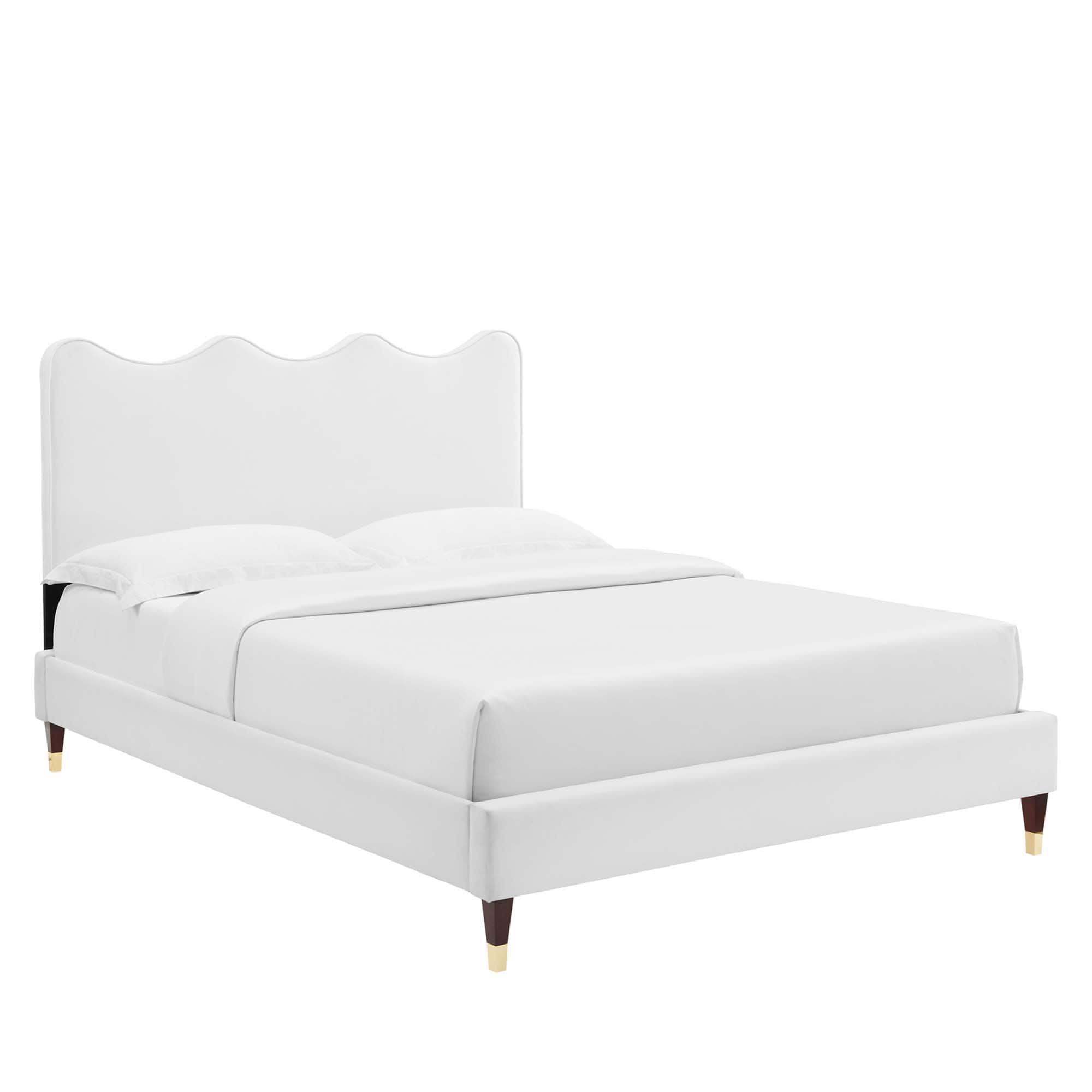 Photos - Bed Modway  Current Performance Velvet Twin Platform  - White MWY-MOD-6728-WHI 