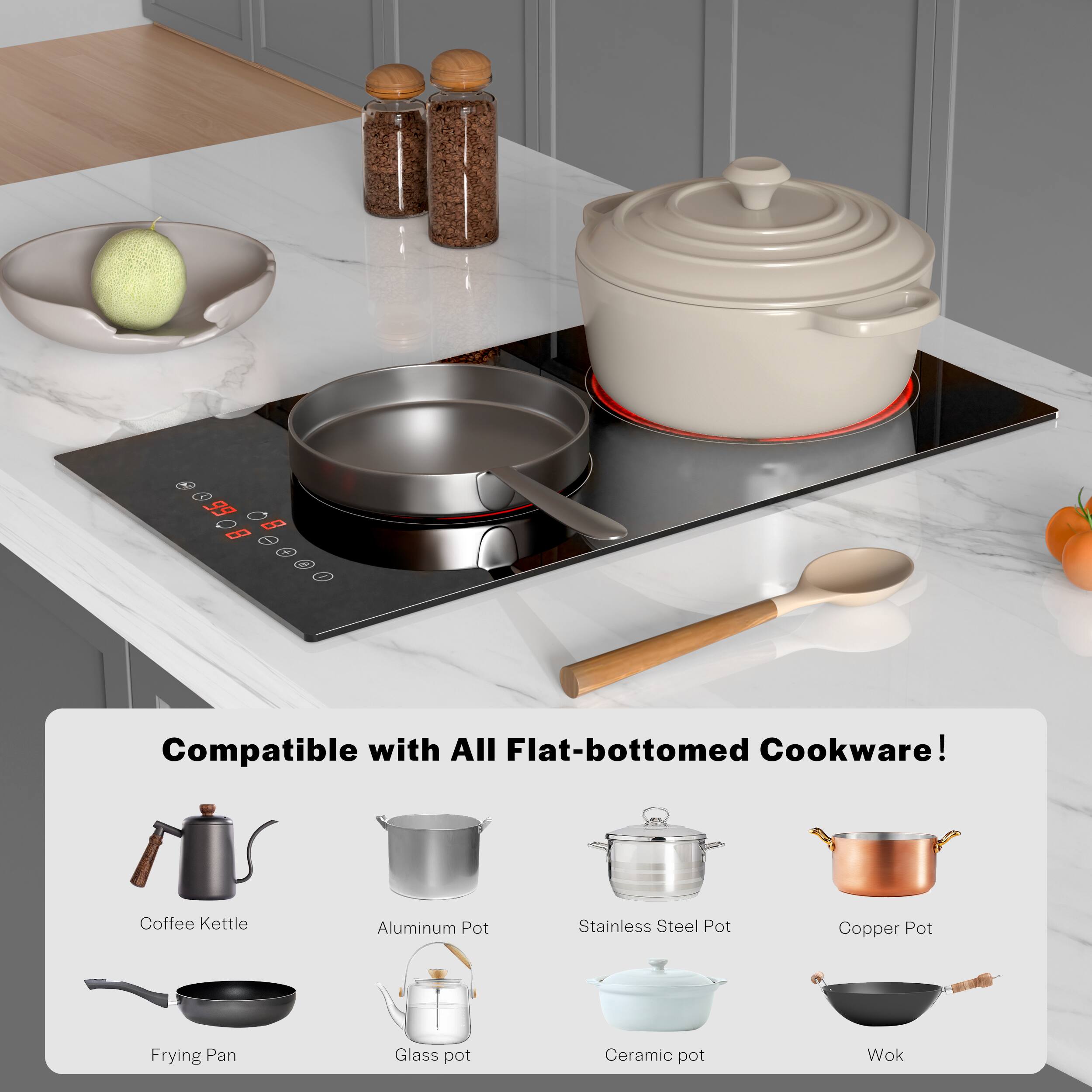 TO E 8  N W - Compatible with All Flat-bottomed Cookware! Coffee Kettle Aluminum Pot Stainless Steel Pot Copper Pot Frying Pan Glass pot Ceramic pot Wok