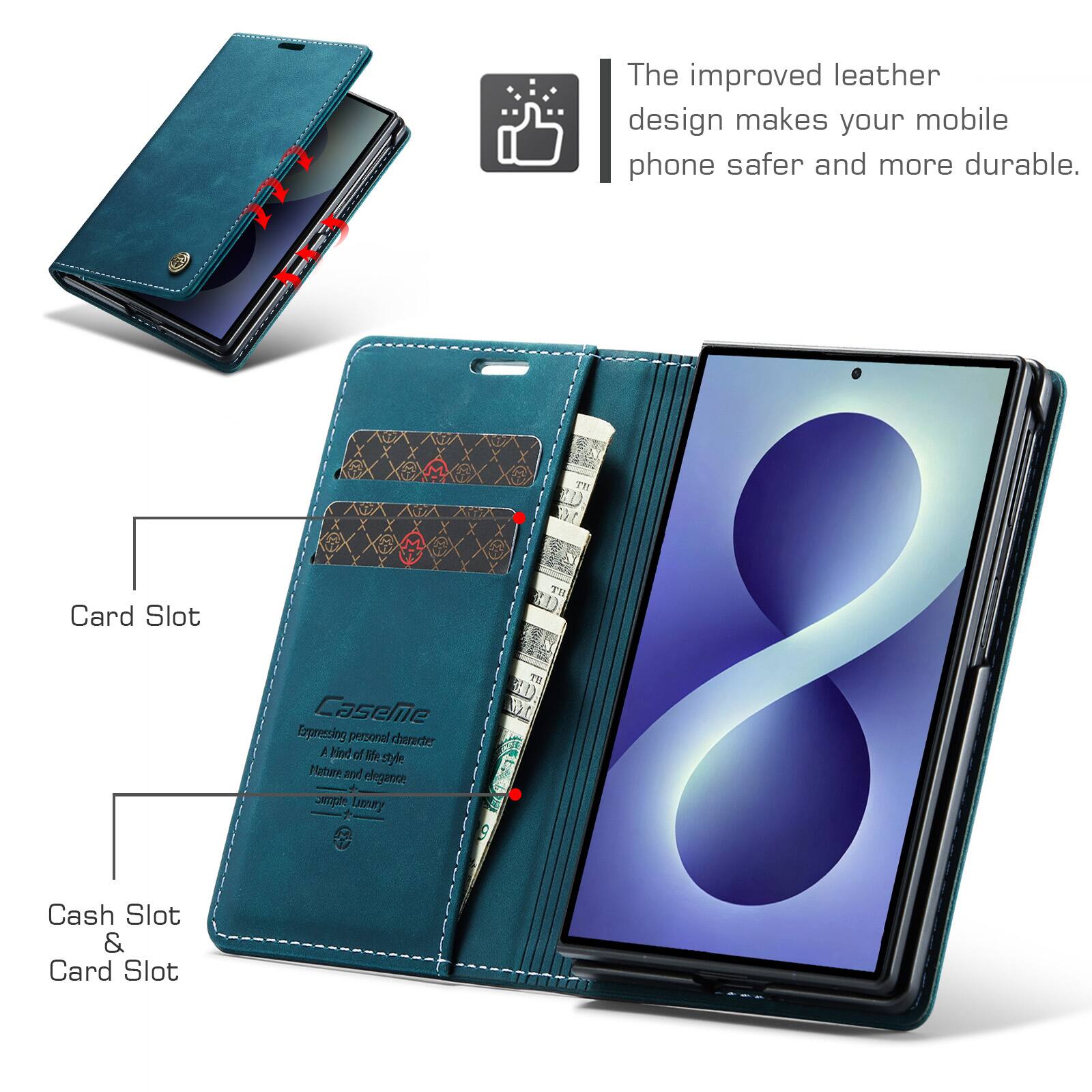 Card Slot Cash Slot & Card Slot

The improved leather design makes your mobile phone safer and more durable.

Casene

Expressing personal character
A Wind of life style
Mature and elegance
Simple Luxury