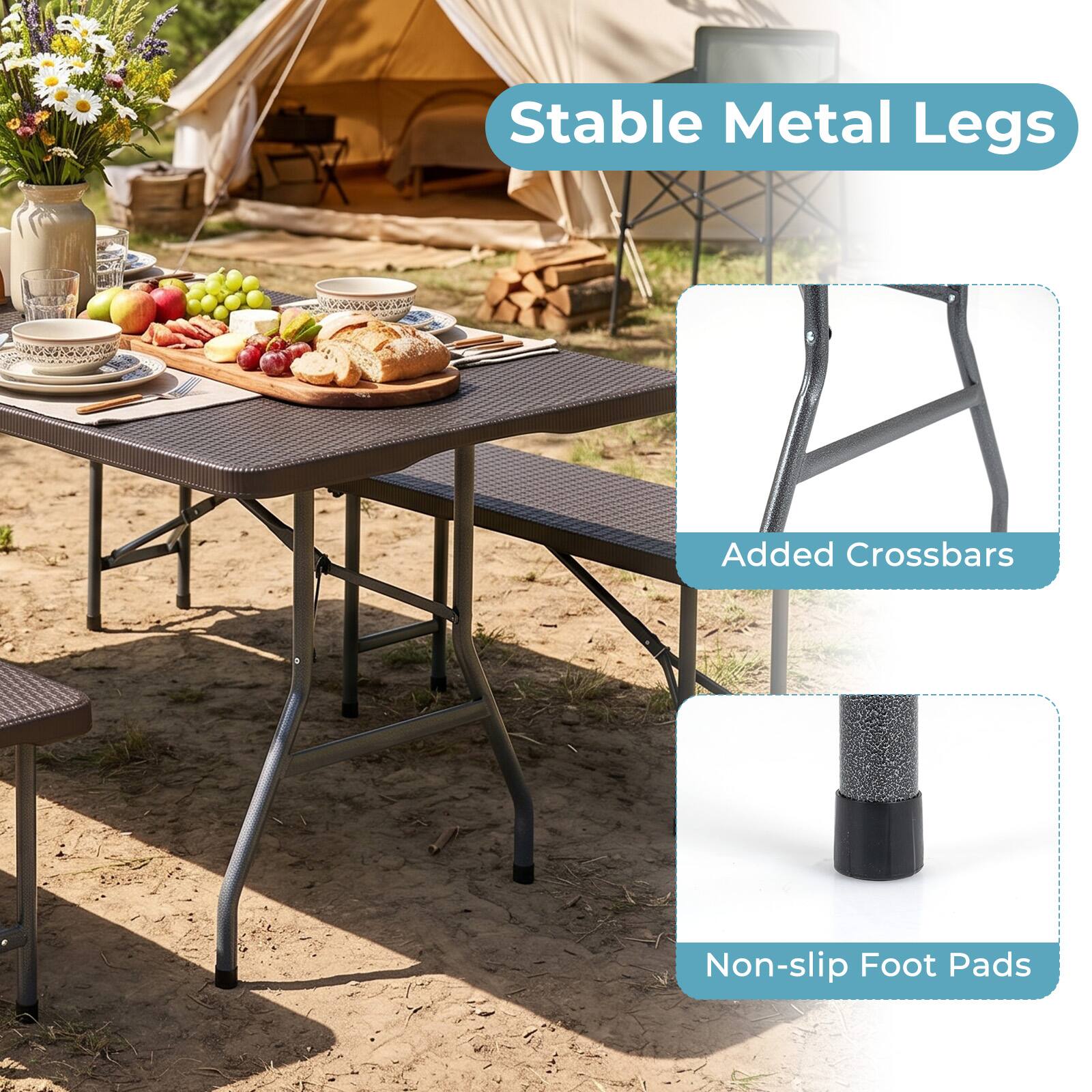 Stable Metal Legs  
Added Crossbars  
Non-slip Foot Pads