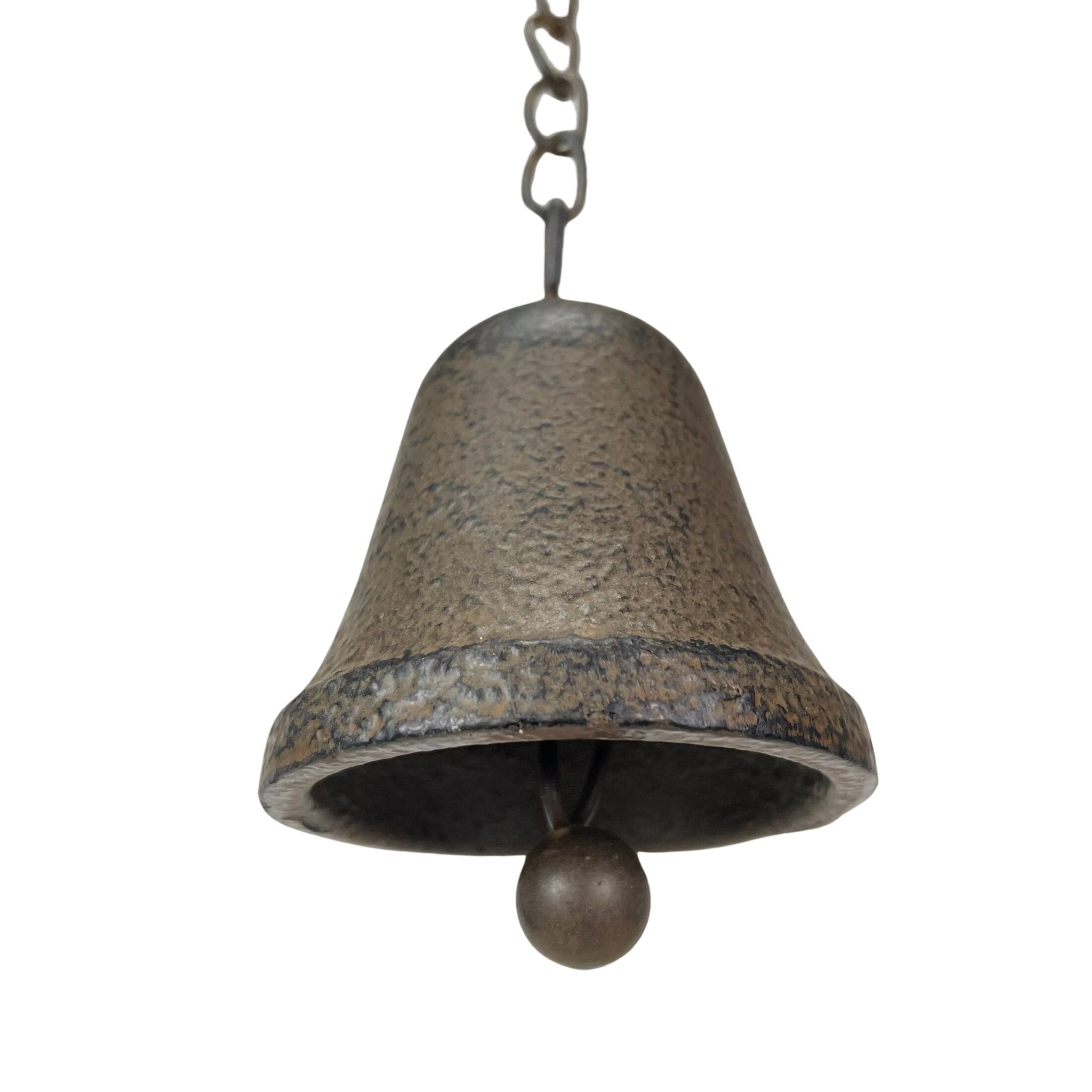Alt View 9. Things2Die4 - 78-Inch Metal Rain Chain - 6 Water Wheels & Weighted Bell, Rustic Brown Finish - Brown.