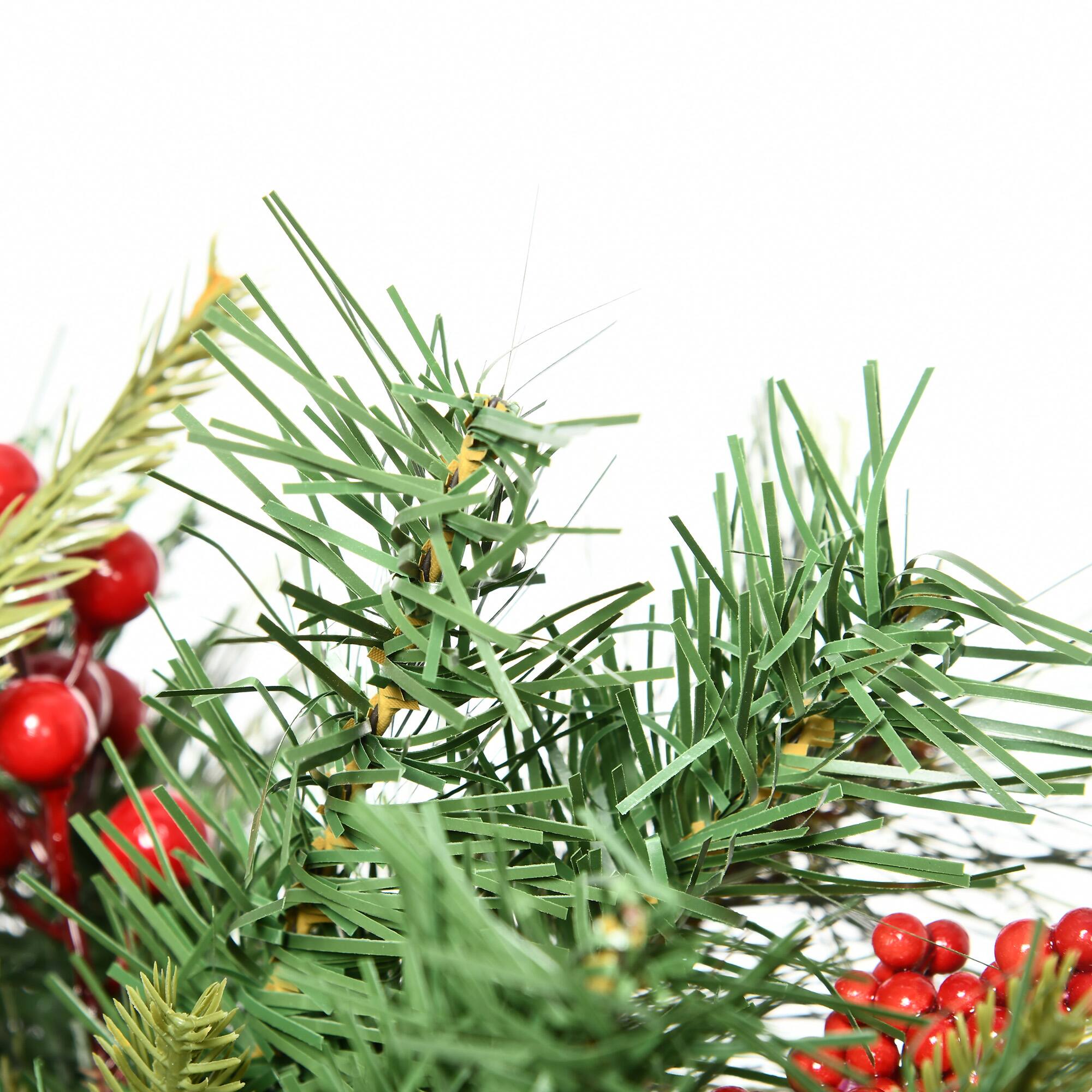 Alt View 7. Homcom - 2-Pack 22-inch Prelit Artificial Christmas Tree, Cordless, 69 Branches, Warm White LEDs, Red Berries, Pine Cones - green.