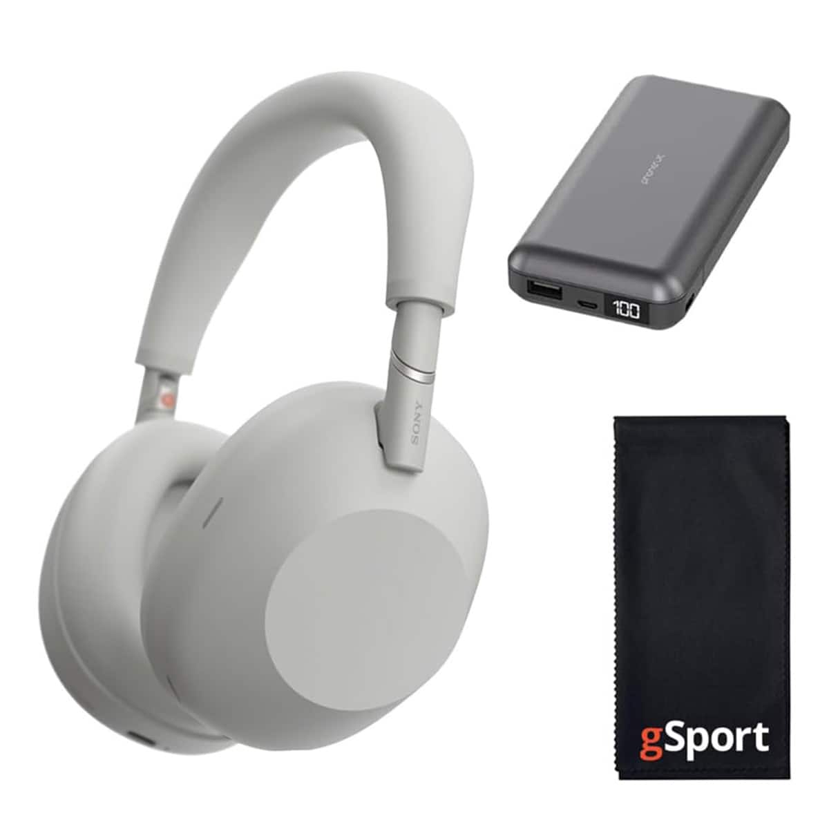 Bundle - Sony WH-1000XM6 Wireless Noise Cancelling Over Ear Headphone with gSport Accessory Kit - Silver