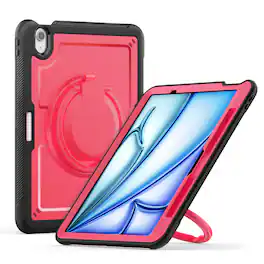Dteck - Heavy Duty Shockproof Case for Apple iPad Air (M4) 11" 2026/iPad Air 11‑inch (M3)(M2),Rugged Stand Cover+Shoulder Strap - Rose