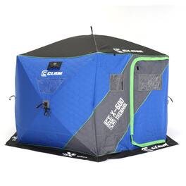 Clam - X-600 Portable 11.5' 6 Person Ice Team Thermal Hub Shelter w/Dimmable Light - Blue
