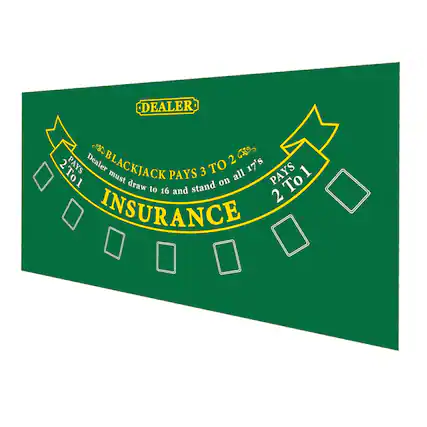 DEALER, BLACKJACK PAYS 3 TO 2, Dealer must draw to 16 and stand on all 17's, INSURANCE, PAYS 2 TO 1, PAYS 1 TO 1
