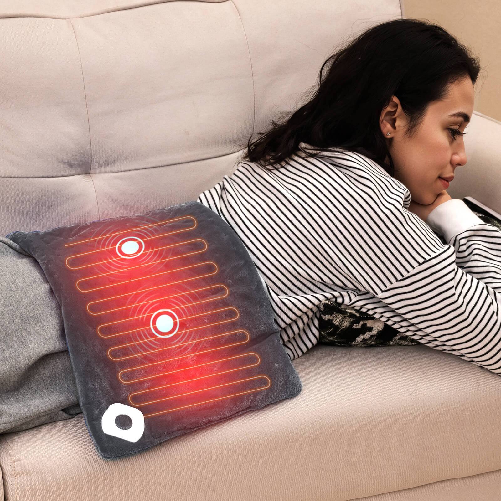 Alt View 1. Costway - Costway Weighted Heating Pad with 2 Massagers Massaging Vibration 5 Heating Levels 9 Modes - Gray.