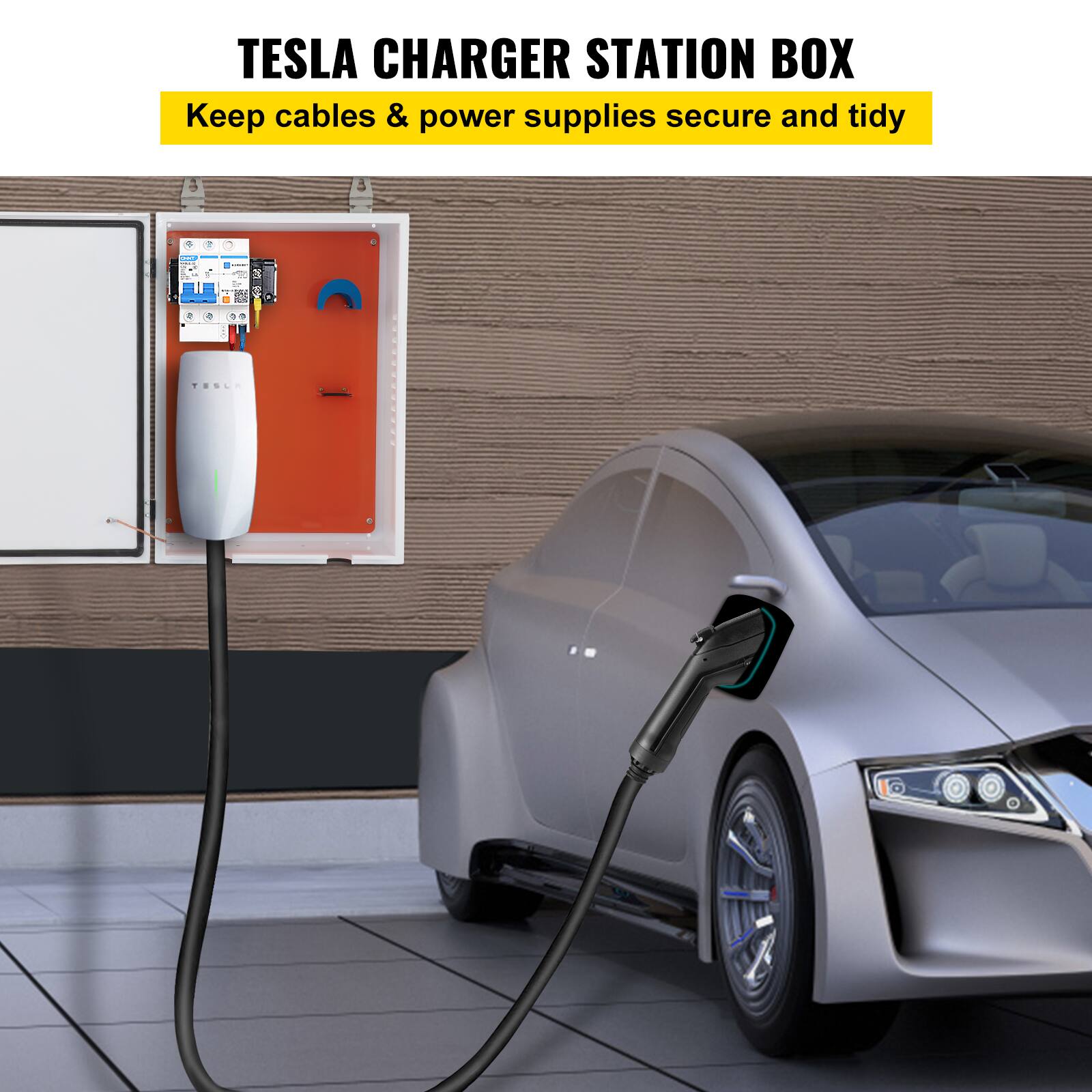 TESLA CHARGER STATION BOX  
Keep cables & power supplies secure and tidy