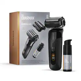Manscaped - The Chairman Pro Essentials Kit Rechargeable Wet/Dry Electric Foil Face Shaver and SkinSafe Stubble Trimmer - Black