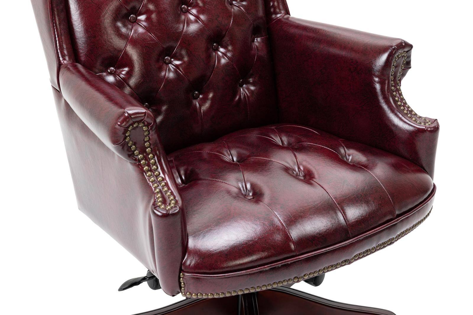 Alt View 6. Spaco - Spaco Ergonomic Executive Office Chair, High Back Reclining, Thick Padded, PU Leather, Glide Casters, for Home Office - Burgundy.