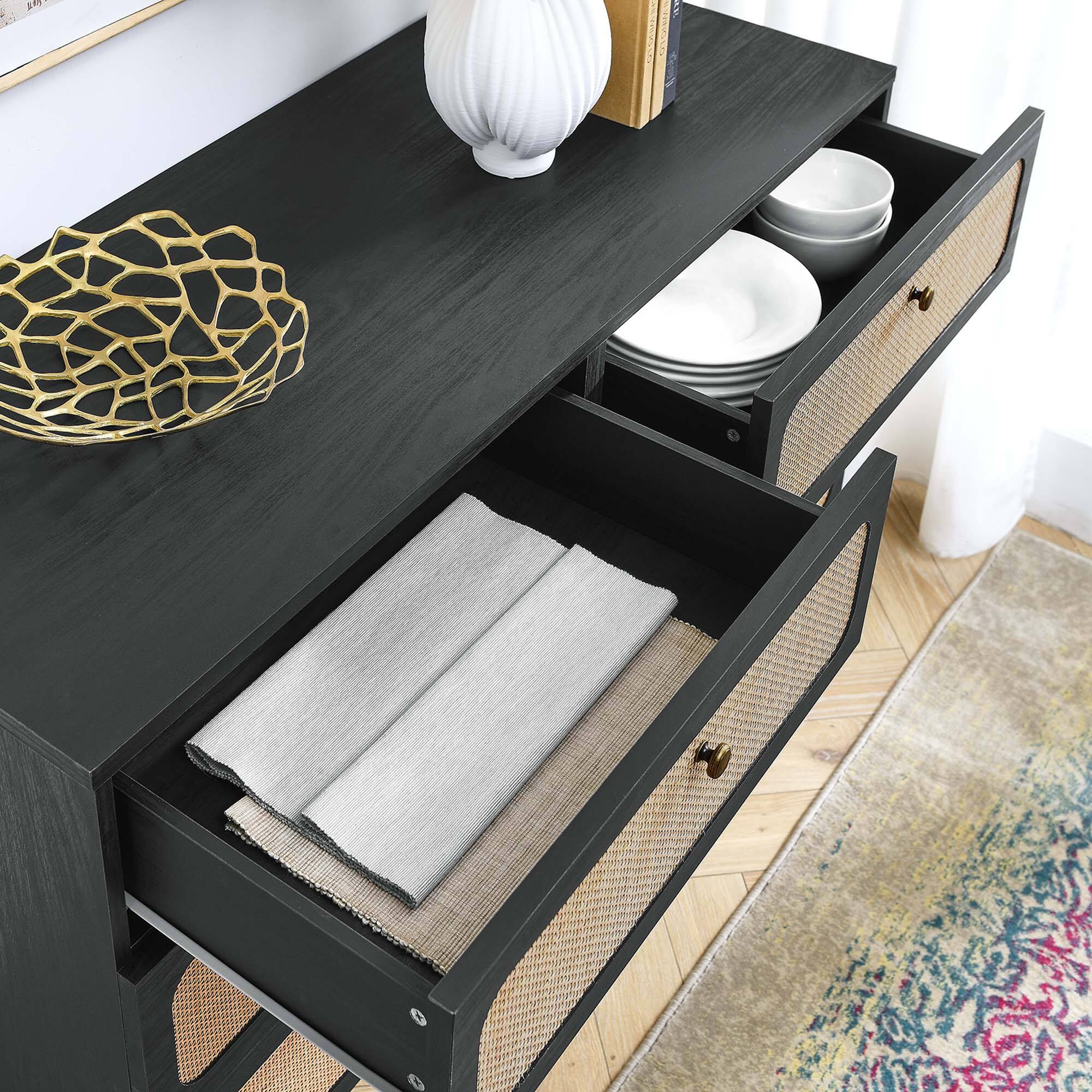 Back. Modway - Chaucer 6-Drawer Compact Dresser by Modway - Black.