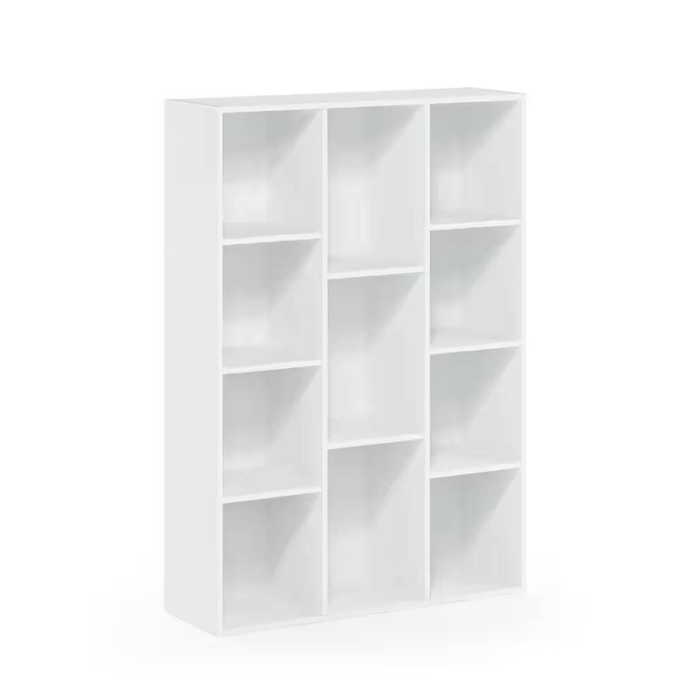 Left. Hivvago - Modern 42-inch High Bookcase with 11-Cube Open Shelves in White Wood Finish - White.