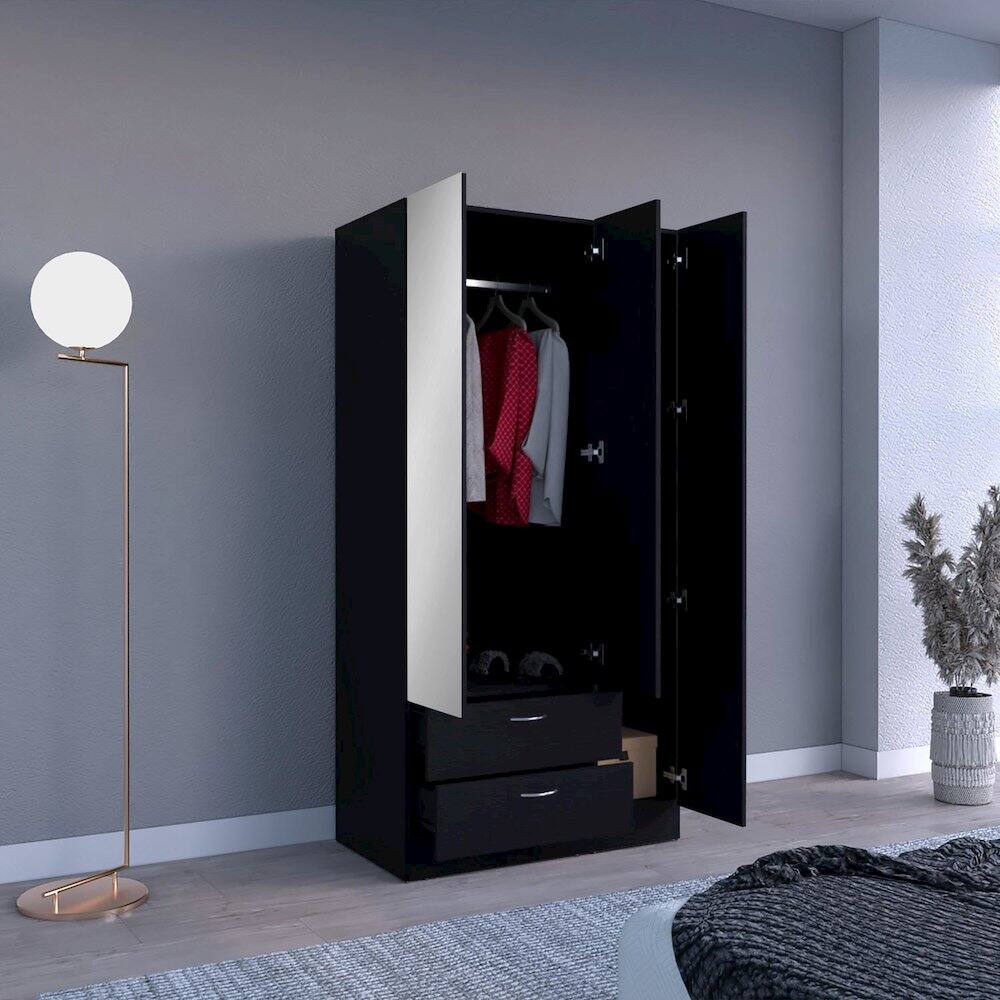 Alt View 4. TuHome - Riverside Armoire Black MDF - White.