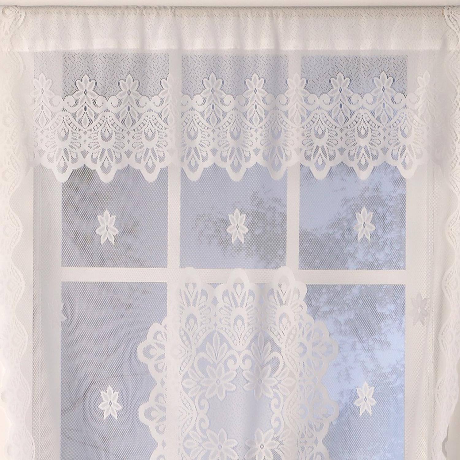 Left. SKL Home - SKL Home By Saturday Knight Ltd Jacquelyn Lace Window Shade - 42" x 63" White - White.