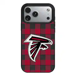 Keyscaper - NFL - Atlanta Falcons Plaid Magnetic Bump iPhone Case - 15 - Black