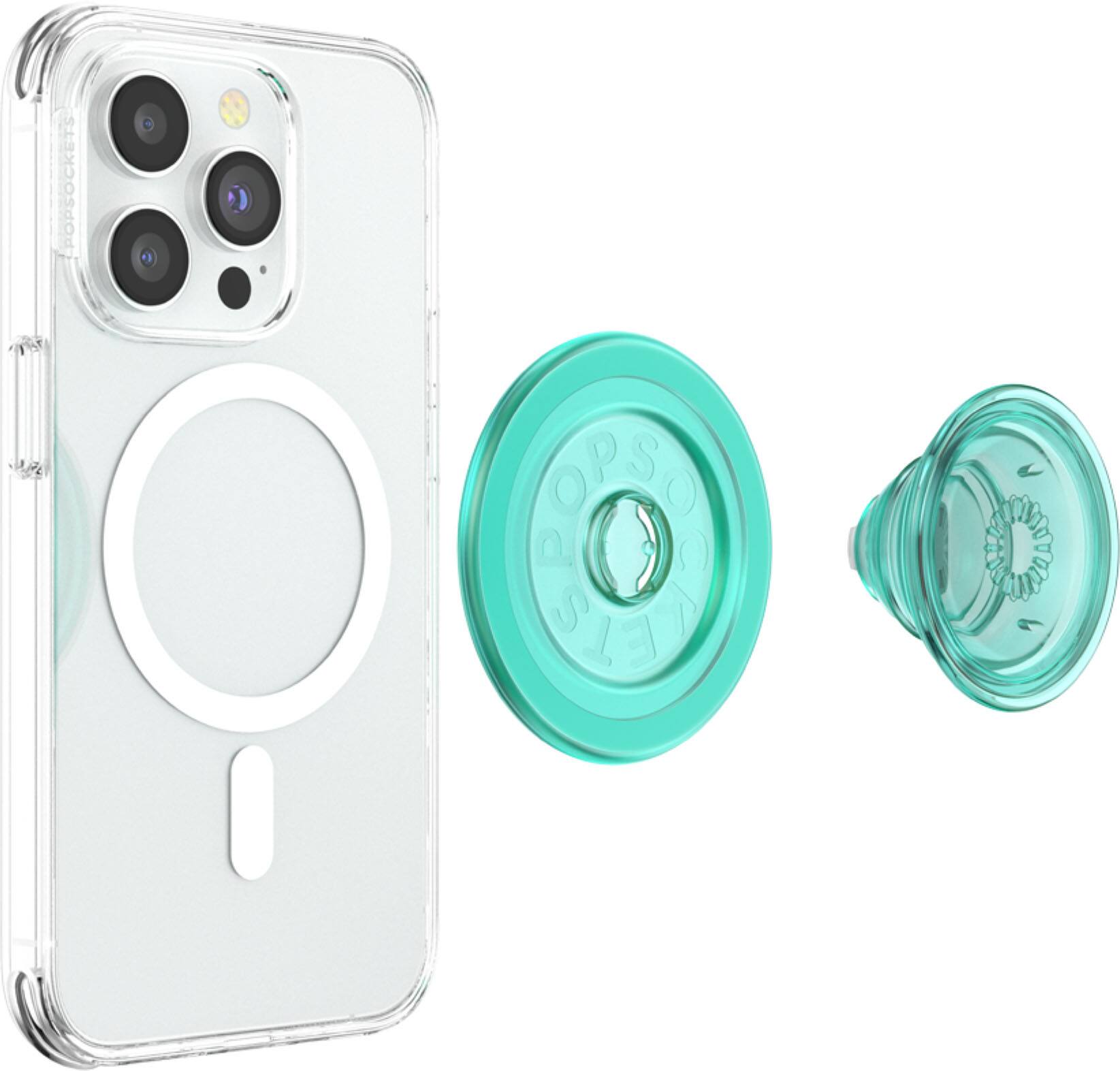 Back. PopSockets - MagSafe PopGrip Universal Magnetic Grip & Stand with Adapter Ring for Cell Phones - Translucent Mint.