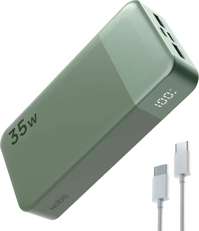 Nobis - 20000mAh 35W USB-C PD Power Bank with LED Display and 4-Port Fast Charging - Green