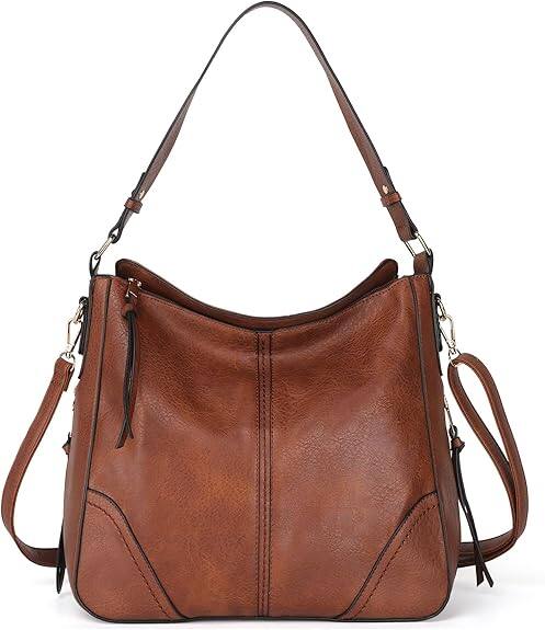 Front. Vulpecula Spade - Hobo Crossbody Bags for Women Vegan Leather Purses - Brown.