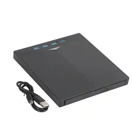 Front. Topteng - 7-in-1 External DVD Drive with 4-Port USB 3.0 Hub & Card Reader - CD/DVD Burner, USB-C for Laptop/PC/Mac.