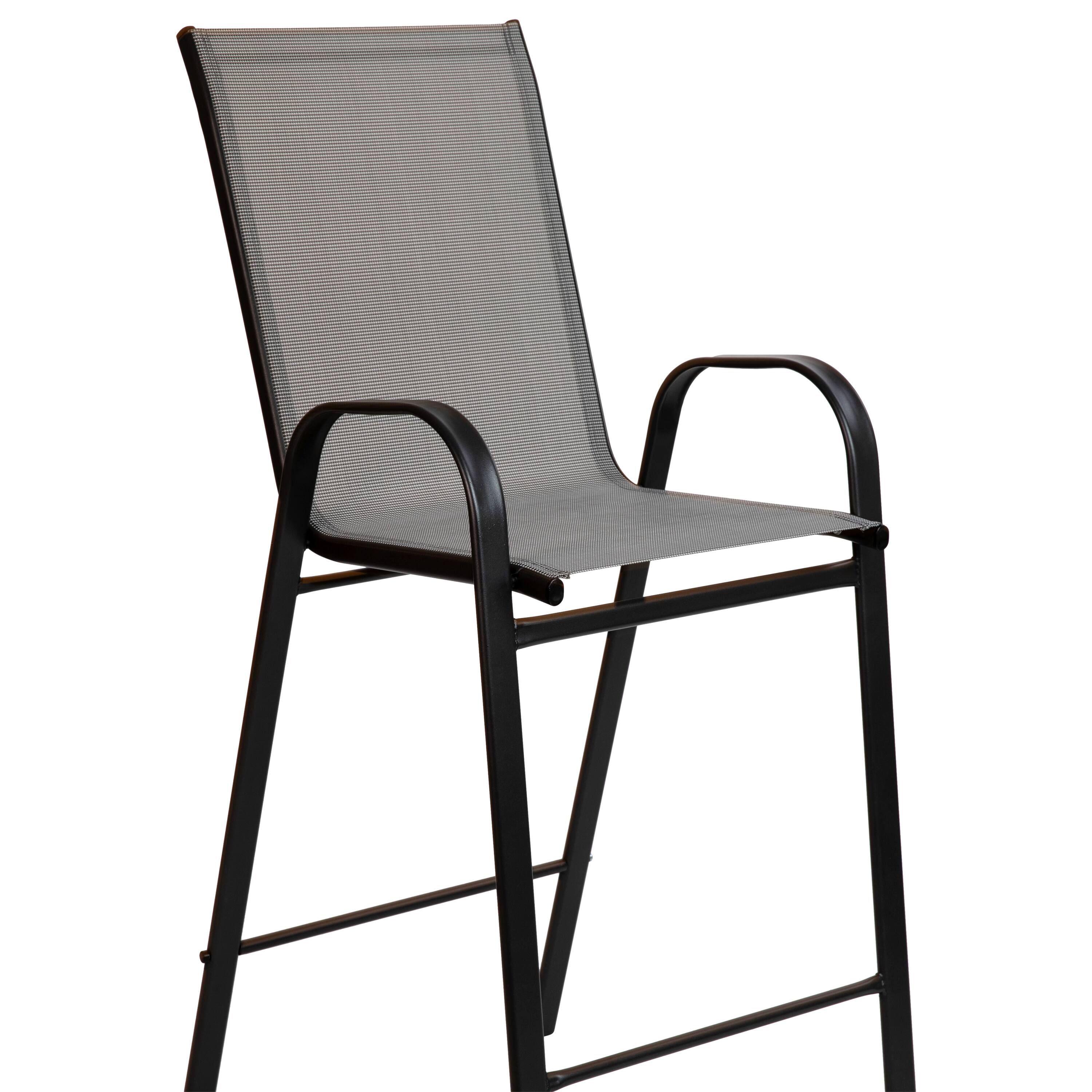 Alt View 9. Emma + Oliver - 4 Pack Outdoor Barstools with Flex Comfort Material-Patio Stool - Gray.