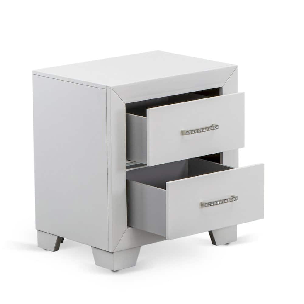 East West Furniture - 1-Piece Pandora mid century Wooden Nightstand with 2 Wood Drawers for Bedroom - White Finish - Multi-Color price history on PriceWatchPro