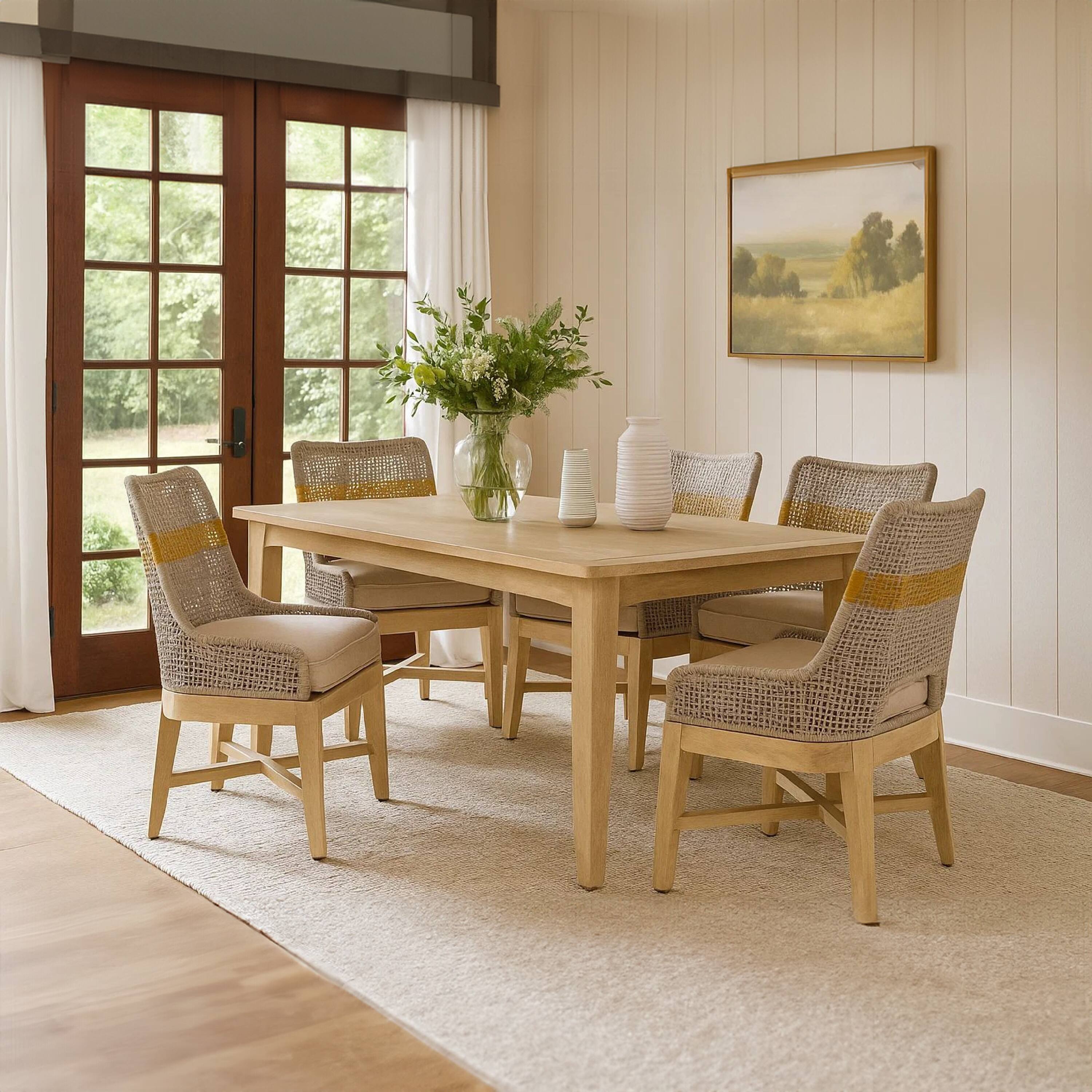 Alt View 10. Manhattan Lane - Handcrafted Mango Wood Dining Chair, Cotton Rope Weaving. - Natural Brown, Beige.