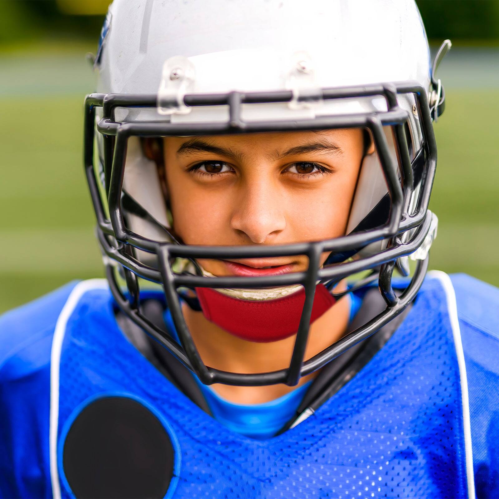 Alt View 4. Unique Bargains - Football Chin Pad, Chin Cover Helmet Pad Polyester Sport Accessories, One Size Fits All - Fits Rugby/Lacrosse/Biking - Red.