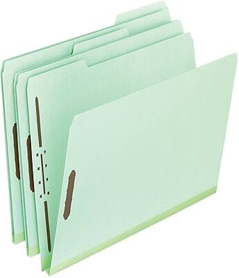 Front. Pendaflex - Heavy Duty Pressboard Expansion Fastener Folders, 2"Expansion, 1/3 Cut Tabs, Letter Size, Leaf Green, 25/Box - Light Green.