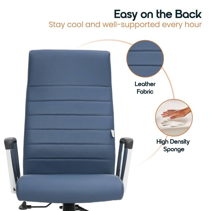 Easy on the Back  
Stay cool and well-supported every hour  

- Leather Fabric  
- High Density Sponge