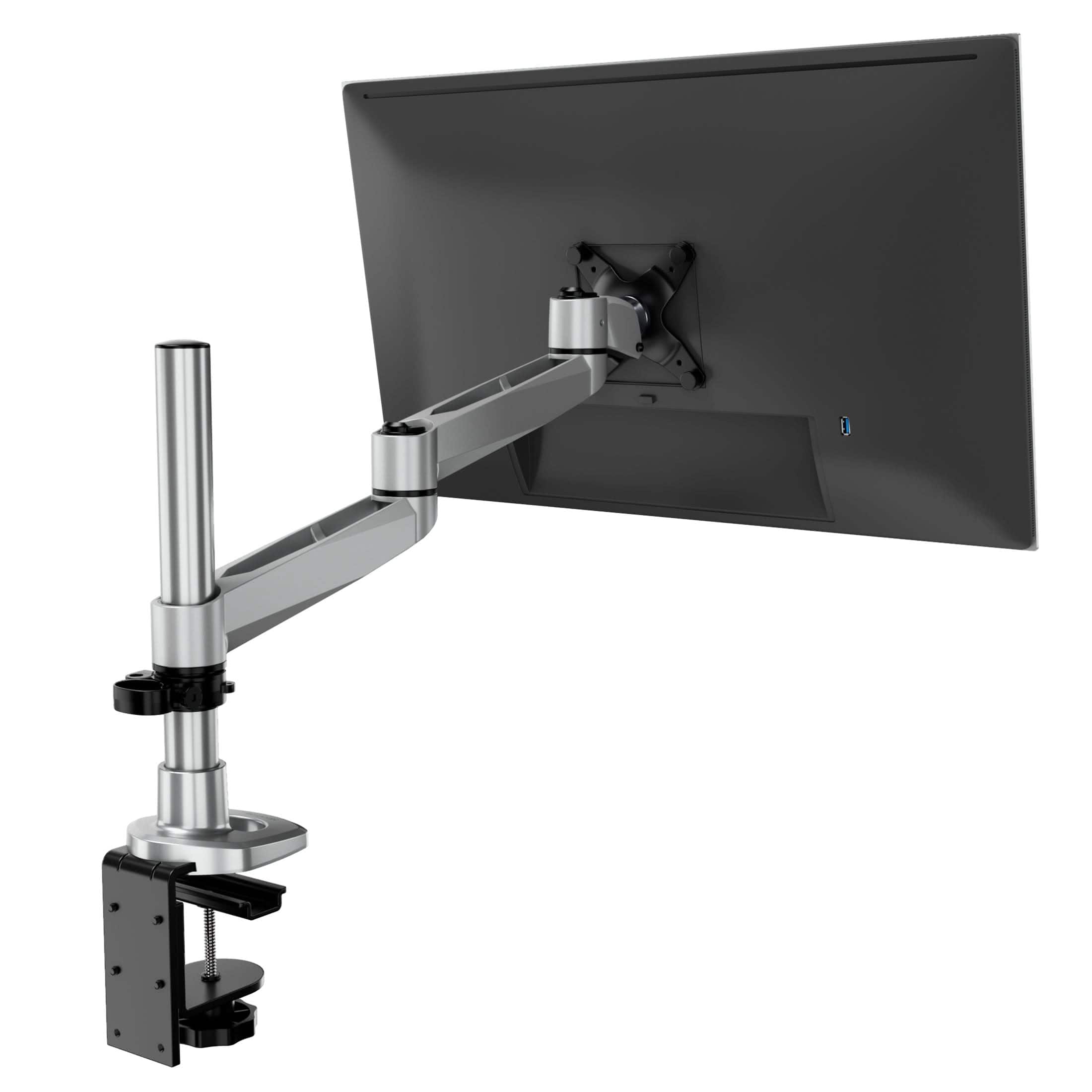 Mount-It! - CLiX Series Full Motion Single Monitor Desk Mount Up to 34" - Silver