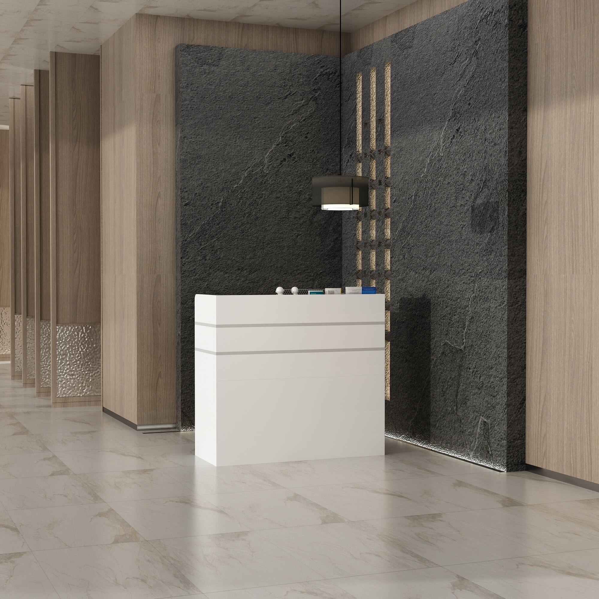 Alt View 9. Famapy - Famapy Modern Reception Desk: Streamlined Design & Organized Storage for Offices - White.