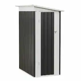 RYHNUYNE - 4.3' x 2.5' Metal Garden Storage Shed,Pent Roof Outdoor Tool Shed for Backyard Patio Lawn - Black