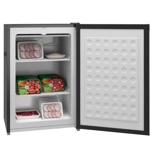Lycvki - 3.0CuFt Upright Freezer Reversible Door - Black