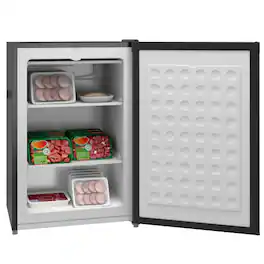 Lycvki - 3.0CuFt Upright Freezer Reversible Door - Black