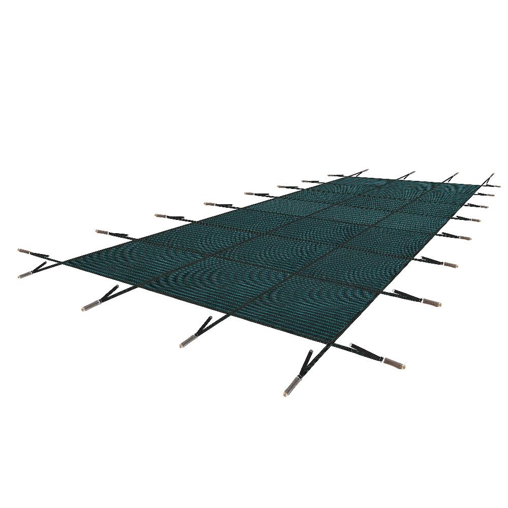 Alt View 2. Ropilly - Ropilly 14x30ft rectangular pool safety cover, Green High Strength Mesh, Installation Hardware Included.
