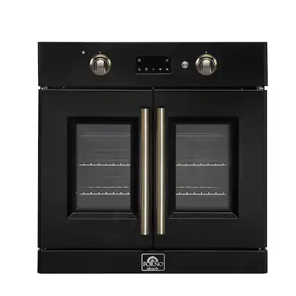 Front. Forno Appliances - Asti 30" 3.68 Cu. Ft. Electric True Convection Single Wall Oven with French Doors - Black.