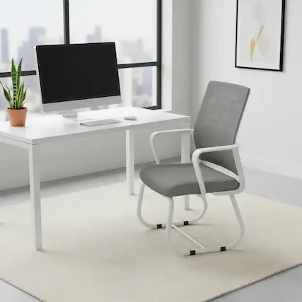 Front. Forest'nSky - Modern Office Chair with Metal Frame, Soft Comfortable Seating, Swivel Desk Chair for Home Office - Gray.