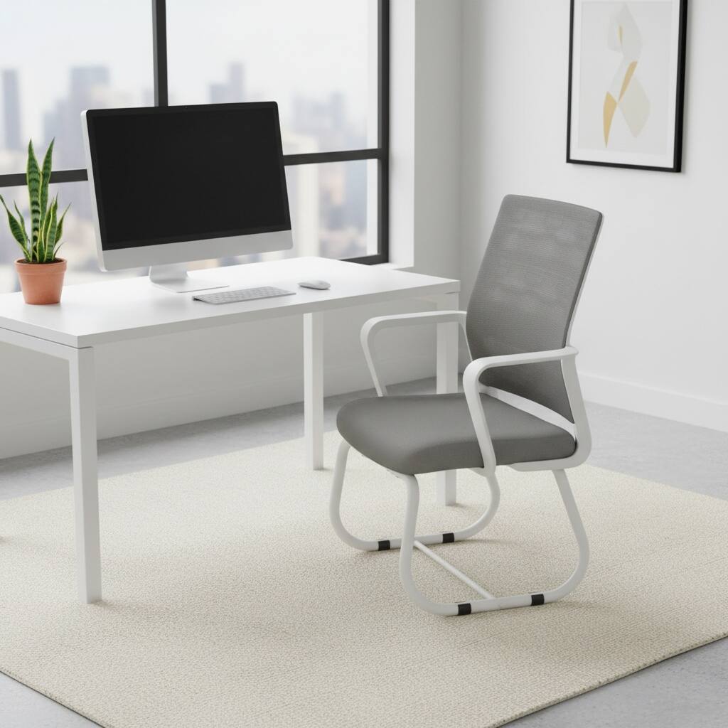 Front. Forest'nSky - Modern Office Chair with Metal Frame, Soft Comfortable Seating, Swivel Desk Chair for Home Office - Gray.