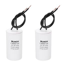 Unique Bargains - 2pcs 25uF CBB60 Running Capacitor, AC 450V 2 Wire for Air Compressor, Washing Machine, Refrigerator, Air Conditioner - White