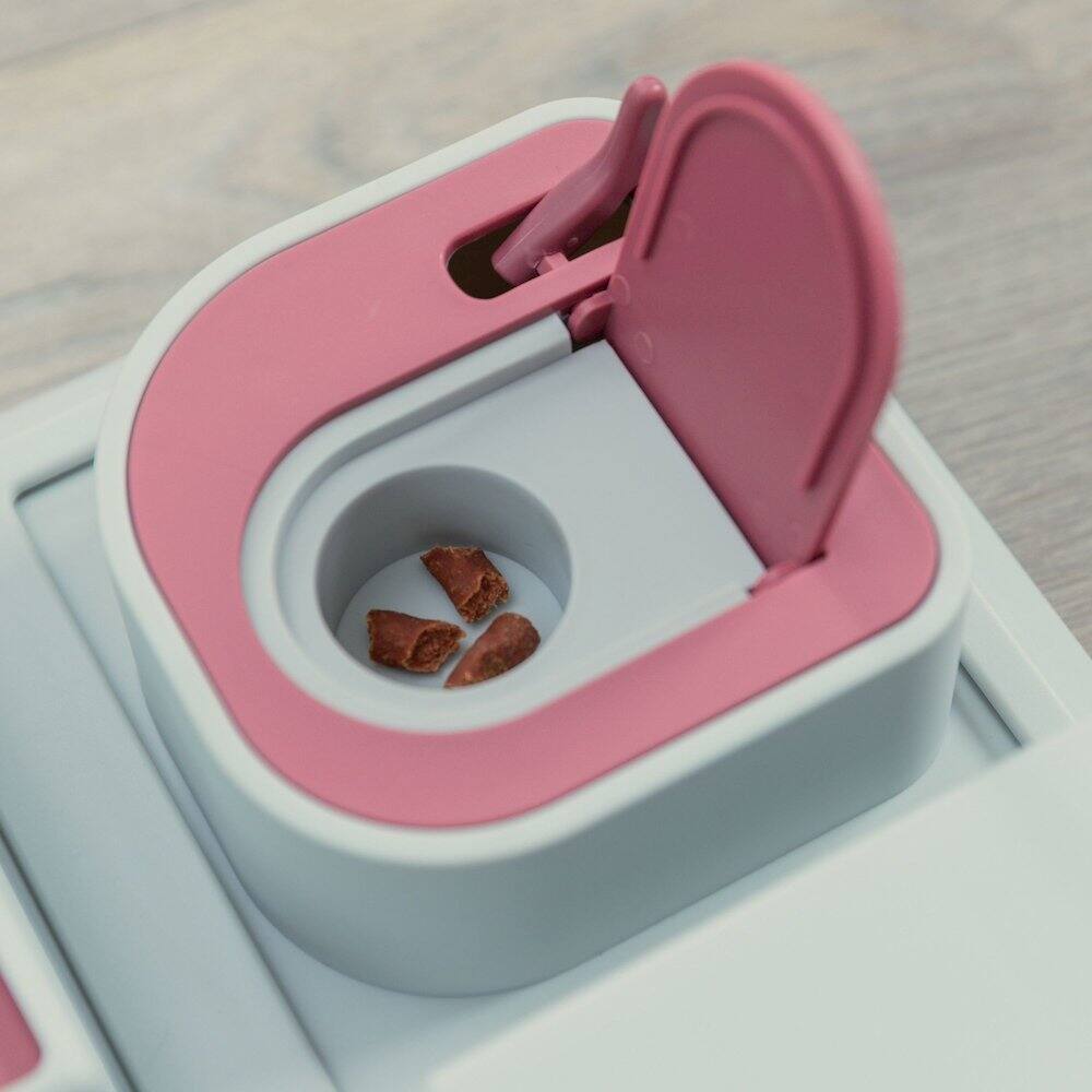 Alt View 1. TRIXIE - Poker Box Strategy Game for Cats, Puzzle Toy, Treat Dispenser, Interactive Play - Pink/Gray.